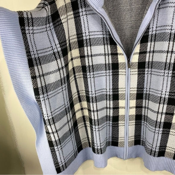 Jones New York Signature Plaid Flowy Full Zip Up Sweater Poncho Size Large/XL - Picture 2 of 6
